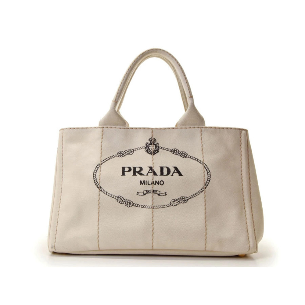 Prada Canapa Tote Bag Canvas Off White